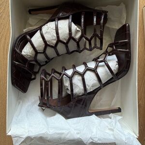 New/Unworn SCHUTZ Dark Brown Cage Heels